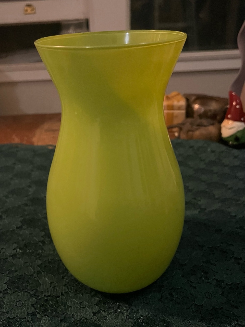 Lime Green Decorative Glass Vase - Home Accents H 9”